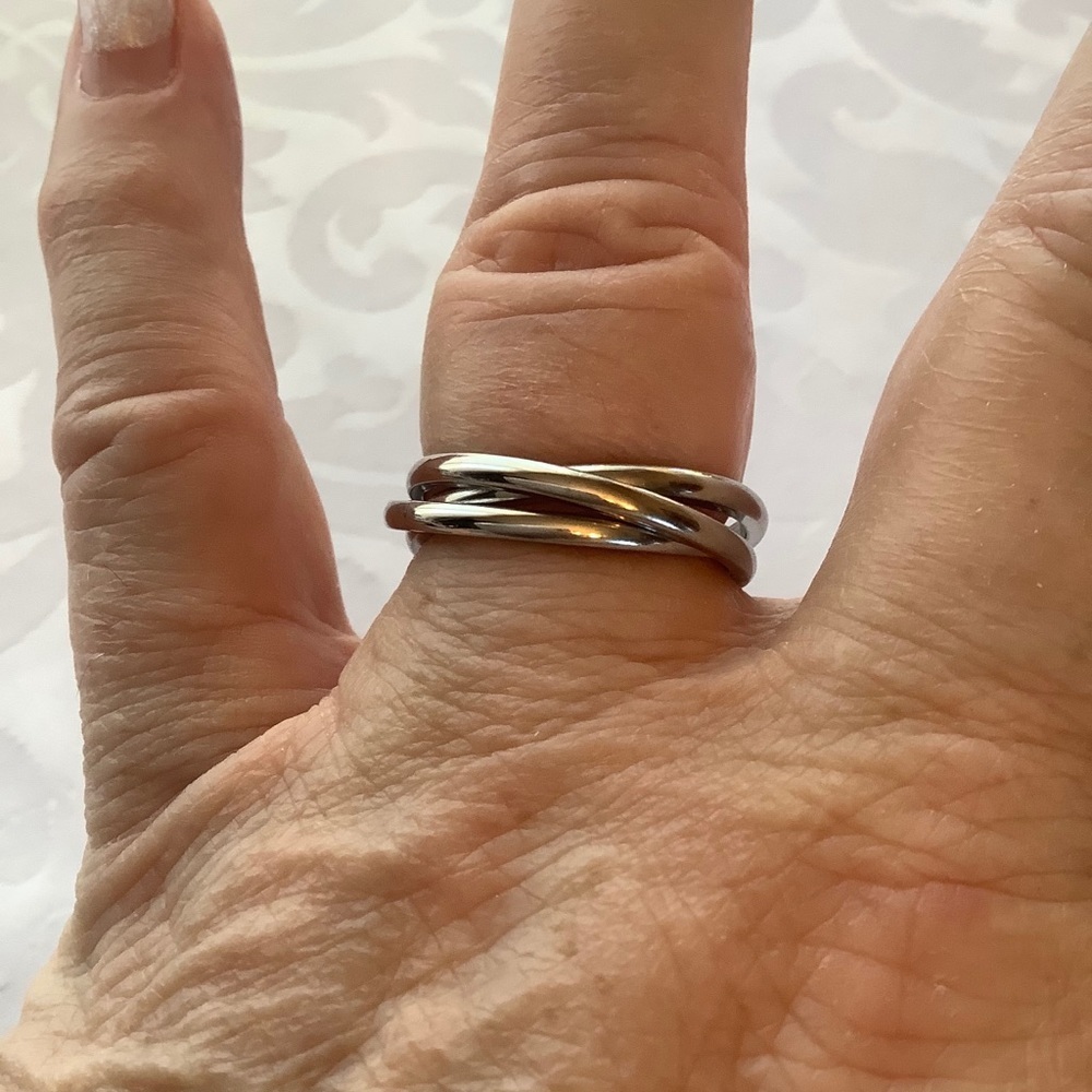Silver Triple Interlocking Rings Size 8
